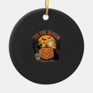 Ornamento De Cerâmica Abóbora Engraçada Desenho de Piada de Halloween2 (