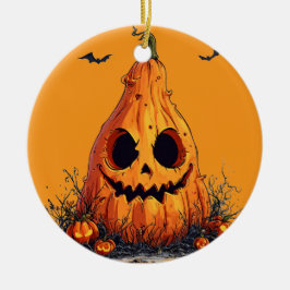 Ornamento De Cerâmica Abóbora sinistra sorridente Fantasmagórica Hallowe