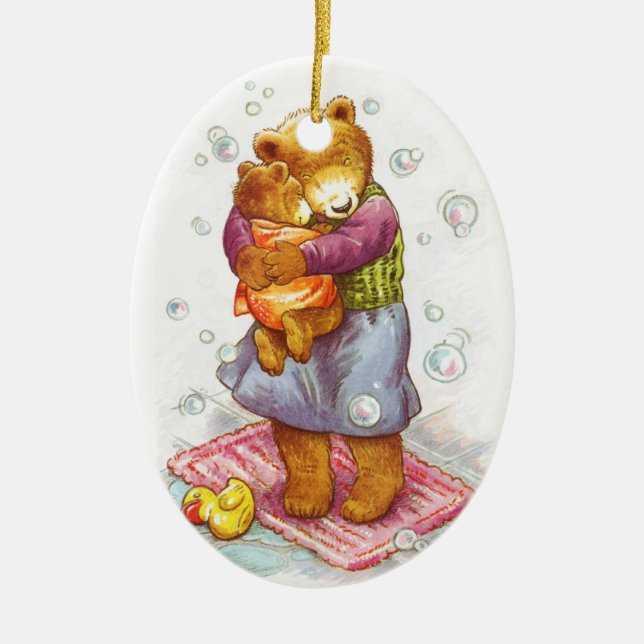 Ornamento De Cerâmica Abraço do Mama urso (Frente)