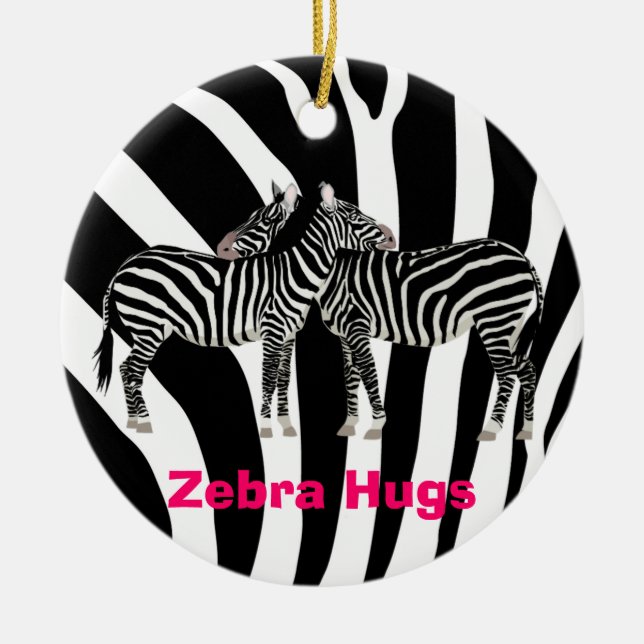 Ornamento De Cerâmica Abraços da zebra (Frente)