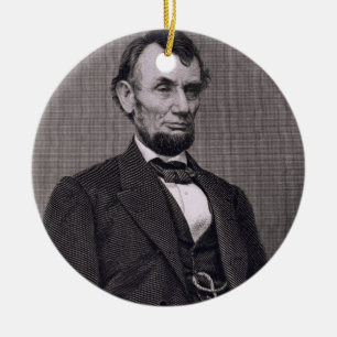 Ornamento De Cerâmica Abraham Lincoln, gravado de uma fotografia vai
