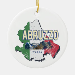 Ornamento De Cerâmica Abruzzo Itália - Região Retro Mapa Vintage Souveni