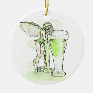 Ornamento De Cerâmica Absinthe La Fee Verte Fairy Com Vidro