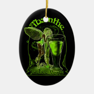 Ornamento De Cerâmica Absinthe La Fee Verte Fairy Com Vidro