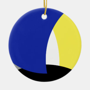 Ornamento De Cerâmica Abstrato Art Azul Amarelo