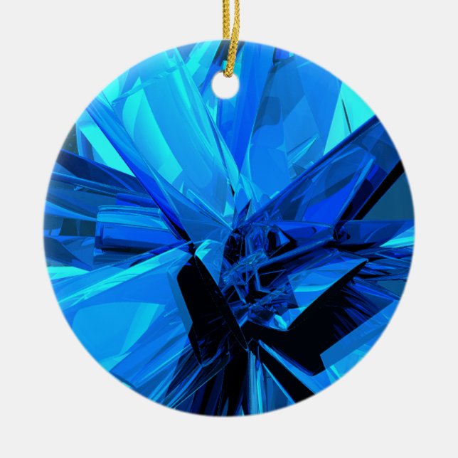Ornamento De Cerâmica Abstrato azul (Frente)