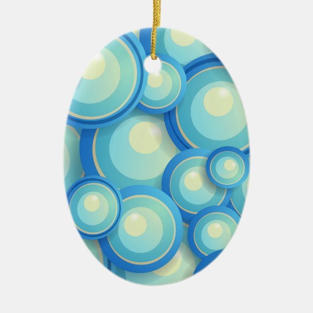 Ornamento De Cerâmica Abstrato azul em verde (Frente)
