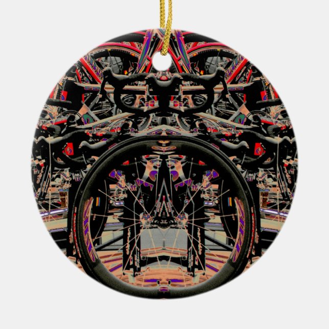 Ornamento De Cerâmica Abstrato Bikes (Frente)