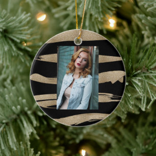 Ornamento De Cerâmica abstrato contemporâneo de pincel preto-branco