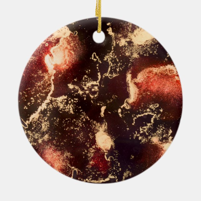 Ornamento De Cerâmica Abstrato de Álcool Dourado Preto Vermelho (Traseira)