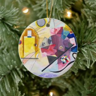 Ornamento De Cerâmica Abstrato de Arte Moderna Kandinsky Amarelo Azul