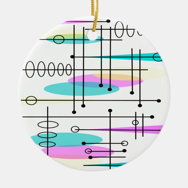 Ornamento De Cerâmica Abstrato de Era Atômica e Design (Frente)