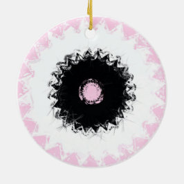 Ornamento De Cerâmica Abstrato de giz preto, branco e rosa