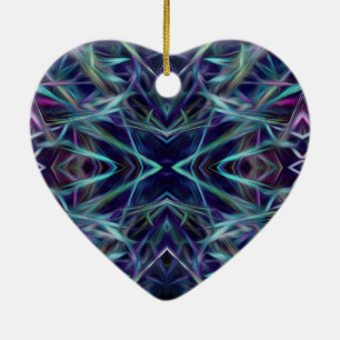 Ornamento De Cerâmica Abstrato de gráfico azul e rosa