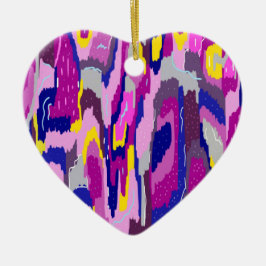 Ornamento De Cerâmica Abstrato de Starry em Purples e Blues