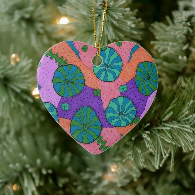 Ornamento De Cerâmica Abstrato do Jardim do Mar de Retro (Árvore)