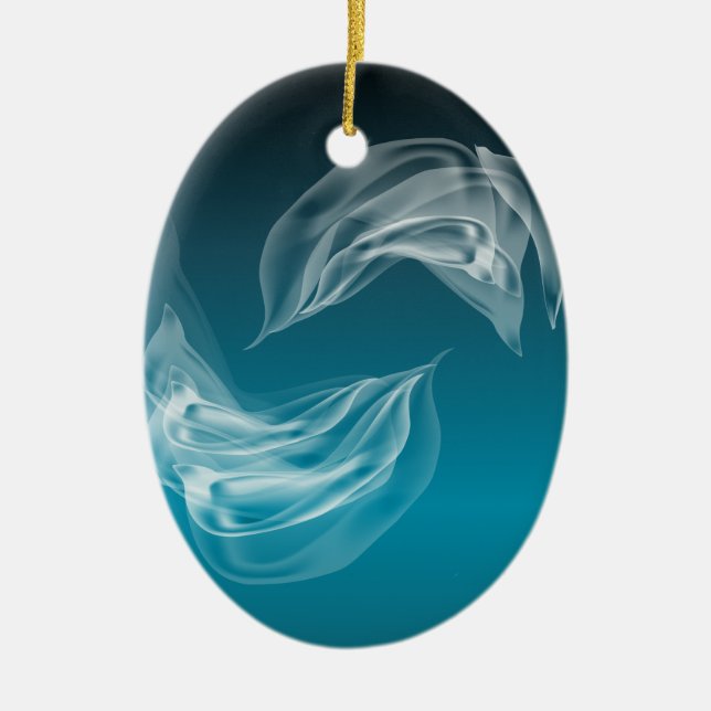 Ornamento De Cerâmica Abstrato Dolphins no Play (Frente)