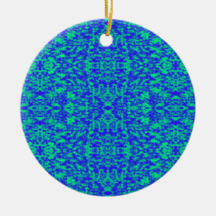 Ornamento De Cerâmica Abstrato Fractal Em Azul E Verde