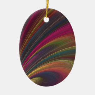 Ornamento De Cerâmica Abstrato Fractal Rainbow Ornament