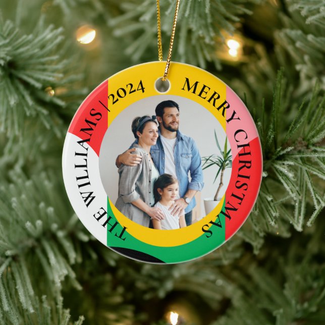 Ornamento De Cerâmica Abstrato Geométrico Foto de Padrão Feliz Natal (Árvore)
