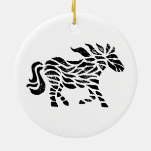 Ornamento De Cerâmica Abstrato Horse Woodblock Impressão
