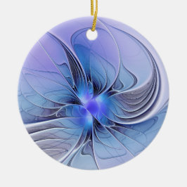 Ornamento De Cerâmica Abstrato Modern Fractal Art Lavanda Azul