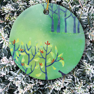 Ornamento De Cerâmica Abstrato Moderna Paisagem Verde Paisagem Natureza