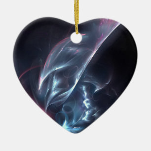 Ornamento De Cerâmica Abstrato Nebula Azul e Púrpura