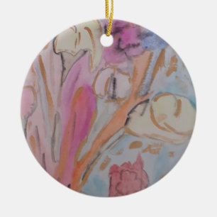 Ornamento De Cerâmica Abstrato Pastel Floral
