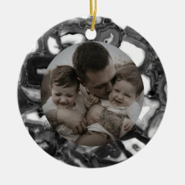 Ornamento De Cerâmica Abstrato preto branco agita geode