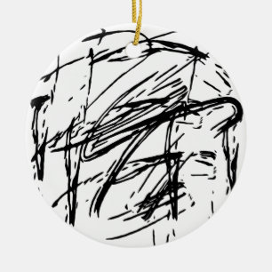 Ornamento De Cerâmica Abstrato preto e branco