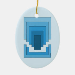 Ornamento De Cerâmica Abstrato retangular em azul