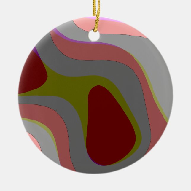 Ornamento De Cerâmica Abstrato Vermelho E Cinza 310 - Imagem Retroativa (Frente)