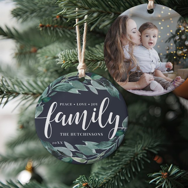 Ornamento De Cerâmica Abundância de inverno | Família Joy Peace Love (Criador carregado)