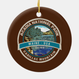 ORNAMENTO DE CERÂMICA ACADIA NATIONAL PARK HOLIDAY CHRISTMAS ORNAMENT