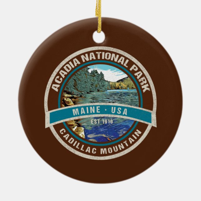 ORNAMENTO DE CERÂMICA ACADIA NATIONAL PARK HOLIDAY CHRISTMAS ORNAMENT (Traseira)