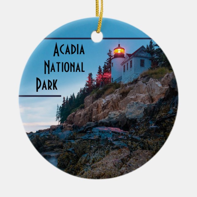 Ornamento De Cerâmica Acadia National Park Souvenir Natal (Frente)