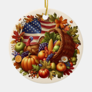 Ornamento De Cerâmica Ação de Graças/Americano/Turquia/Queda
