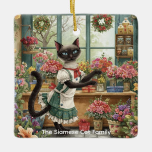 Ornamento De Cerâmica Acordo de flores de Natal de gato por papel floris