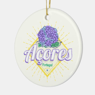 Ornamento De Cerâmica Açores Hydrangea Flower Island Portugal Vintage