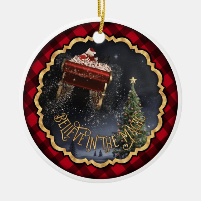 Ornamento De Cerâmica Acredite na magia (Frente)