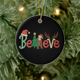 Ornamento De Cerâmica Acredite Pé Grande Sasquatch Papai Noel Rena Natal
