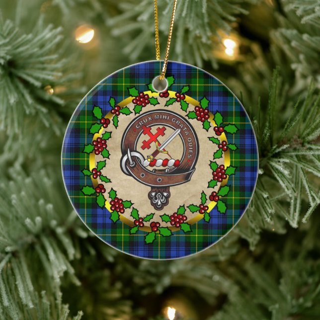 Ornamento De Cerâmica Adam Clan Crachá & Tartan Personalizado Xmas (Árvore)