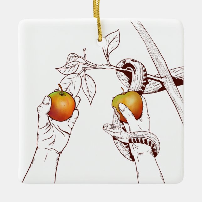 Ornamento De Cerâmica Adam e Eve (Frente)