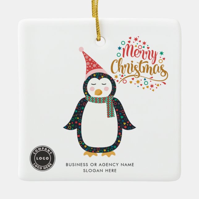 Ornamento De Cerâmica Add Brand Logo Company Employees Christmas (Frente)