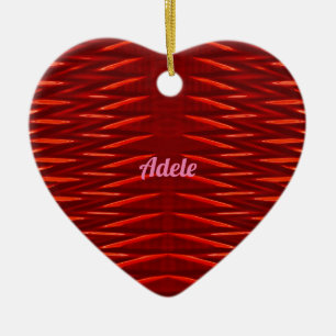 Ornamento De Cerâmica ADELE ~NAMORADOS CORAÇÃO ~ Fractal Vermelho ~