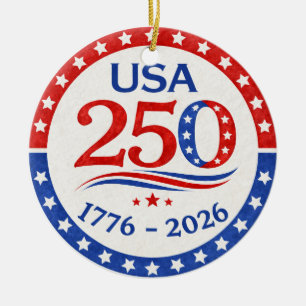 Ornamento De Cerâmica Adesivo América 250 1776 2026 Patriótico EUA
