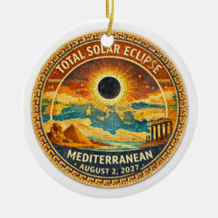 Ornamento De Cerâmica Adesivo do Eclipse Total do Sol Mosaic 2027
