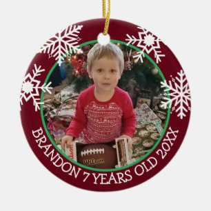 Ornamento De Cerâmica Adicionar a Imagem do Seu Filho a este Natal