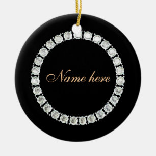 Ornamento De Cerâmica Adicionar diamante personalizável por nome